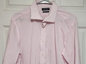 Camisa de Vestir Lauren Ralph Lauren Hombres l7.5 32/33 XL Etiqueta Negra Calce Ajustado Rosa Fina - Imagen 1 de 6