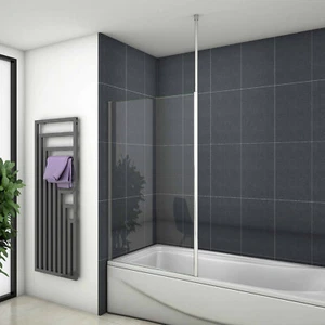 70-75x140cm Badewannenwand Badewannenaufsatz Festwand Duschabtrennung+Haltestang - Bild 1 von 9