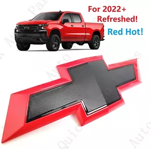 Front Gloss Red Black Bowtie Emblem 2022-2025 Refreshed Chevy Silverado 1500 - Picture 1 of 5