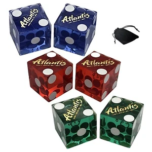 Authentische Casino Würfel Trifecta (3) polierte Paare Atlantis Reno + Aufbewahrungstasche - Bild 1 von 7