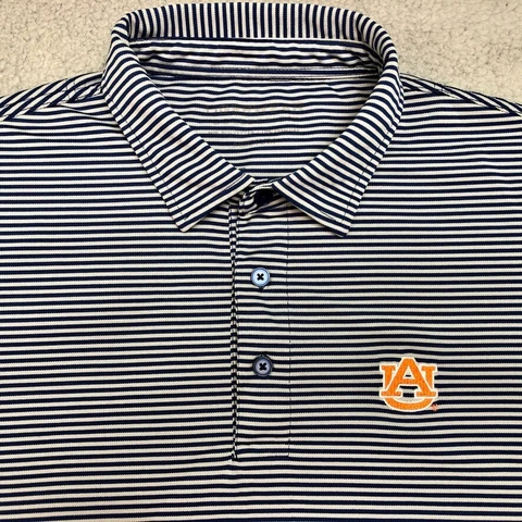 Auburn Polo Shirt Men's Medium Blue Gray Performance Tigerwear Tigers Logo Cover