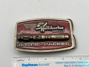 Vintage Halliburton Services R.T.T.S. Packer Oilfield Downhole Tool Belt Buckle - Picture 1 of 4