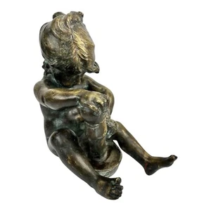 ANTIQUE BRONZE CHILD WITH TOY IN THE MANNER OF ARISTIDE CROISY - Picture 1 of 17