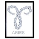 Diamond Zodiac Aries Bling Decoration Horoscope 12X16 Inch Framed Art Print