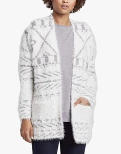 Knox Rose Aztec Print Eyelash Open Front Cardigan Sweater Southwestern Women S - Picture 1 of 8