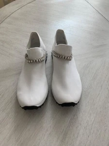NWOB Jimmy Choo White Embellished Knit Sneakers sz 39 - Picture 1 of 7