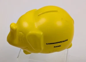 A Vintage 80's Yellow Hard Plastic Commonwealth Savings Bank Elephant Moneybox - Picture 1 of 8