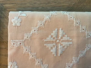 Queen pillow sham set of 2, pinkish apricot color, white embroidery  - Picture 1 of 10