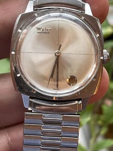 Rare Vintage Wyler Incaflex Swiss Square 1968 2-1122 Cross-Hair Dial Men's watch - Picture 1 of 12