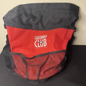 Disney Cruise Line Castaway Club Black Red Canvas Drawstring Beach Tote Bag Mesh - Picture 1 of 5