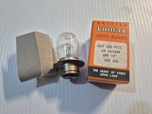 Bombilla globo 6v 36/36W 357 306 vintage faro faro 6 voltios moto PF14J - Imagen 1 de 11