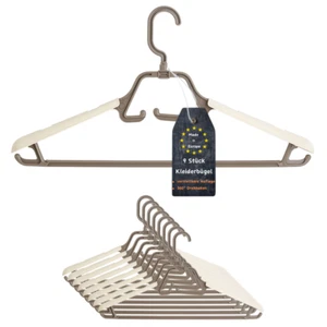 ENGELLAND 9 x Kleiderbügel Drehbar Ausziehbar Rutschfest Robust Braun Beige - Bild 1 von 5