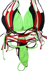 SET BESTEHEND AUS 6 Micro Mini Tangas und String Tops Damen G-String Bikini 2 Stück  - Bild 1 von 5