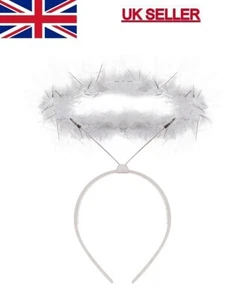 White Angel Halo Hallowen Christmas Fancy Dress Fairy Ladies Girl Hen Night - Picture 1 of 2