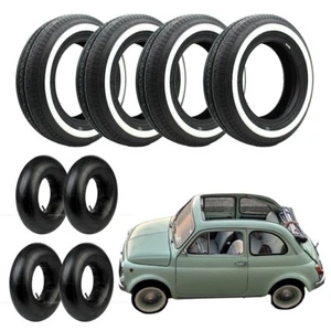 KIT 4 PNEUMATICI + CAMERE AUTO 125 R12 62S cn fascia bianca per FIAT 500 d'epoca - Imagen 1 de 3