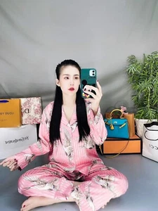 [ US SELLER ] Size S Up To 125Lbs women SILK pajamas set/ Elastic Waistband. - Picture 1 of 1