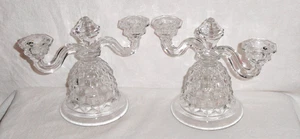 2 Fostoria Bell Candlesticks ~ American ~ Double Candle Holder ~ Clear - Picture 1 of 7