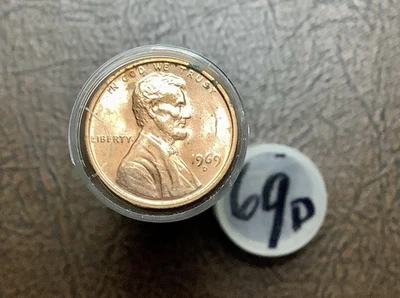 BU Roll 1969-D Lincoln Memorial Cents - 50 Coins BU Uncirculated - Image 1 of 2