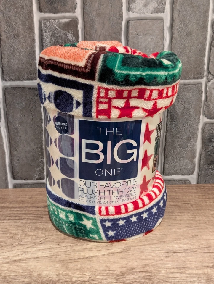 The Big One Kitty Cat Plush Fleece Throw Blanket 5x6 Feet Cats & Plants