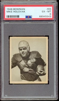 1948 Bowman Football #65 Mike Holovak PSA 6 - Image 1 of 2