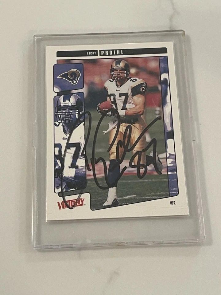 Tarjeta de fútbol americano Ricky Proehl firmada con autógrafo Victory St Louis/LA Rams NFL Foto 1 de 2