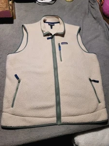 Gilet Patagonia retrò pile uomo XXL verde avena orlo pile naturale scuro zip - Foto 1 di 6
