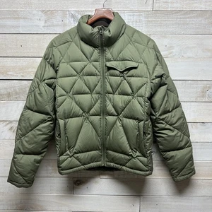 REI Down Puffer Jacket Mens Small Green Diamond Quilted Full Zip Hiking Outdoor - Picture 1 of 13