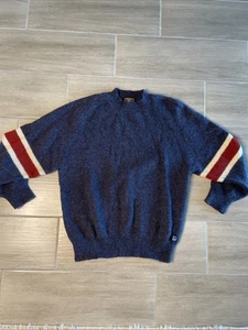 GALYAN’S Mens Wool Sweater /Navy Vintage Stripe Sleeve | Size Large - Picture 1 of 10