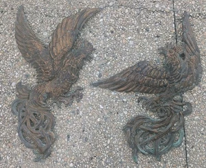 Vintage Distressed Copper Mid Century Fighting Roosters Rustic Wall Art - Picture 1 of 10