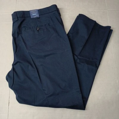 Croft & Barrow Classic-Fit Essential Khaki Men's 48x34 Navy Blue Flat-Front - Image 1 of 4