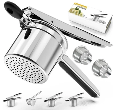 Prensa de patatas 15oz con 2 tazas intercambiables, acero inox para puré y bebés Foto 1 de 4