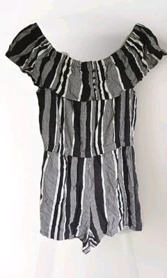 Derek Corazón Mameluco Juniors Grande L Negro Blanco Rayas Verticales Conjunto de Una Pieza Foto 1 de 4