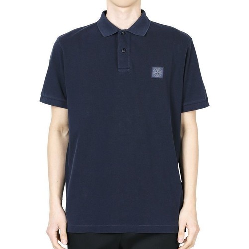 Stone Island Polo Uomo Logo Patch Lavata Manica Corta (Navy) K1S15 22002SC