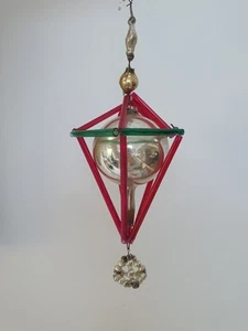 Antique Christmas Glass Beaded Decoration Soviet Space Bugle 17cm - Picture 1 of 7