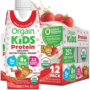 Batido nutricional de proteínas Orgain Organic Kids, 8,25 fl oz (paquete de 12)  - Imagen 1 de 8