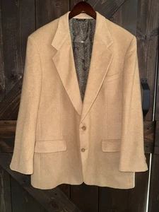 Vintage Bill Blass Higbee’s 100% Camel Hair Tan Blazer Coat Mens USA - Picture 1 of 16