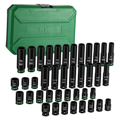  3/8" Drive Impact Socket Set, 40-Piece Deep & Shallow Sockets, Metric 8 to  - Image 1 of 4