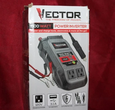 VECTOR 500 Watt Power Inverter, Dual Power Inverter + Two USB Charging Ports - Image 1 of 4