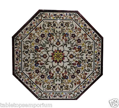 Dining Table Mosaic Pietra Dura Italian Floral Design Roman Medici Console Foyer - Image 1 of 4