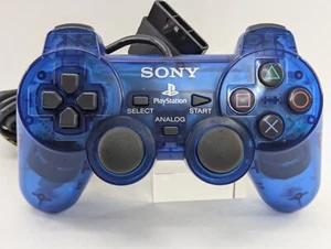 Sony PS2 Dual Shock 2 Controller Blue Translucent Tested Working - Picture 1 of 13