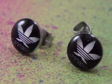 Marijuana Pot Leaf Stainless Steel Stud Earrings Jewelry Mens 8mm 420 Cannibis