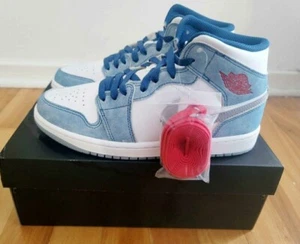 Nike Jordan 1 Mid SE French Blue White Denim Grey Red DN3706-401. Size US 11.5 - Picture 1 of 6