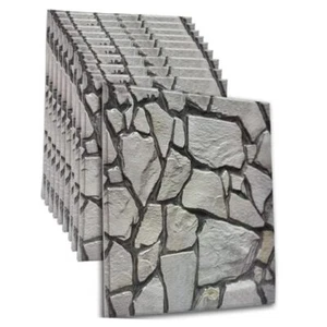 3D Wall Panels,3D Wall Panels Peel and Stick,Waterproof Self Gray Stone - Picture 1 of 7