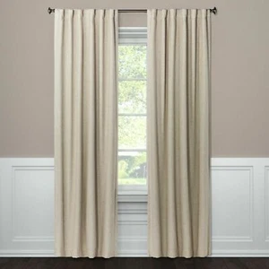 ONE Threshold Aruba Blackout Curtain Panel 84" BROWN LINEN BLACKOUT ROD POCKET - Picture 1 of 2