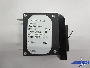 AIRPAX CEGBX1-34424-10-V CIRCUIT BREAKER, ROCKER HANDLE, SGL POLE, MAX V, 65 - Picture 1 of 4