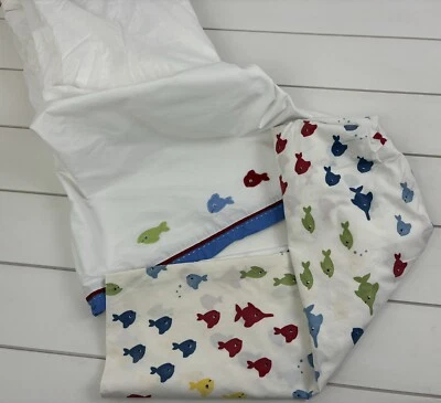 POTTERY BARN KIDS остров серфинга кроватки юбка резинке простыня комплект рыбы печати морской - Изображение 1 из 4