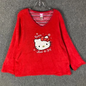 Hello Kitty Pajama Top Women's 3X Sleepwear Red Pullover Fleece 100% Polyester - Picture 1 of 10