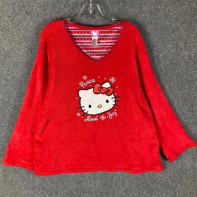 Top de pijama Hello Kitty para mujer 3X ropa de dormir rojo pulóver polar 100 % poliéster Foto 1 de 4