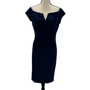 X by Xscape schulterfreies seitlich gerafftes Minikleid - dunkelblau - Größe 14 - Bild 1 von 11