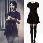 Mini robe femme noire manches courtes cosplay robe fantaisie costume d'Halloween gothique